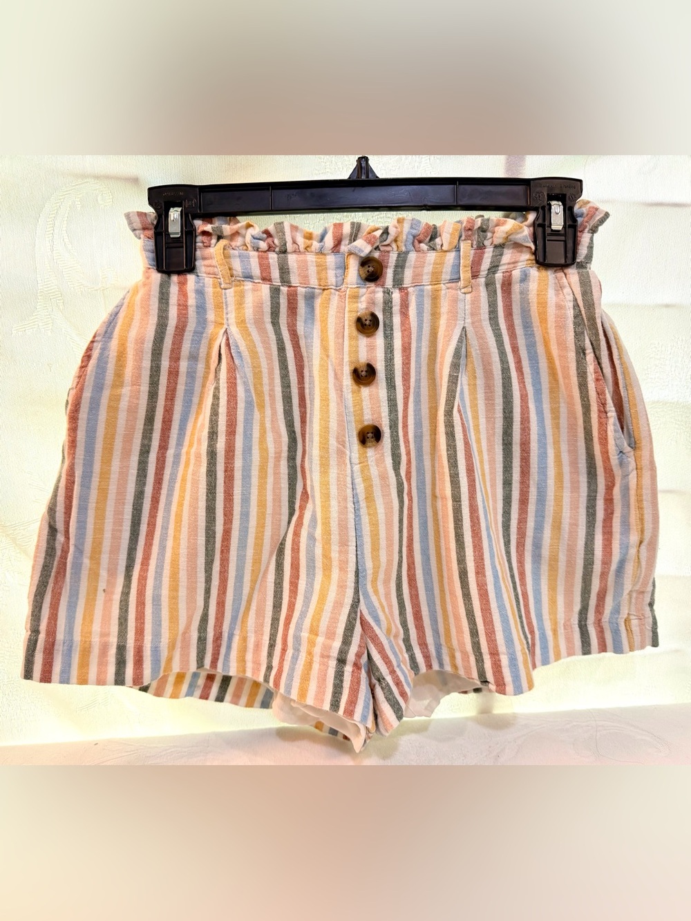 American Eagle Outfitters Striped Paperbag Waist Women’s Shorts B0060